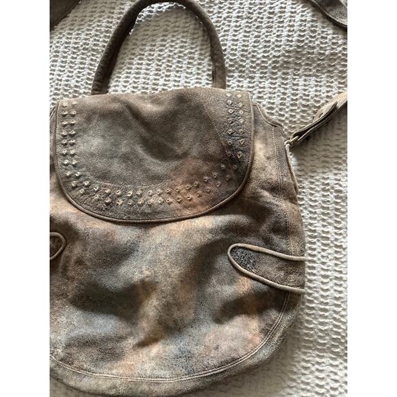 Calleen Cordero Leather Suede Brown Tan‎ Satchel Purse Bag Slouchy - Picture 3 of 9